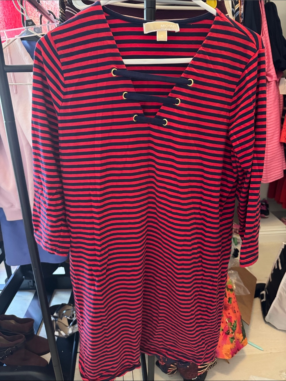 Michael Kors Striped Lace Up Dress